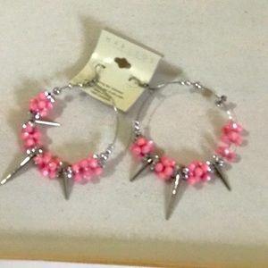 Spiky Gothic Lolita earrings costume jewelry pink hoop earrings